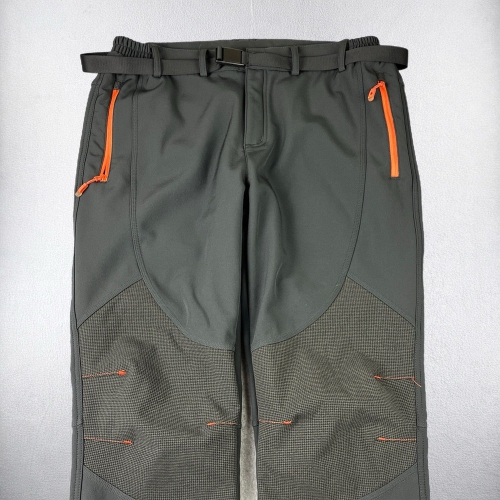 Gash Hao Hiking Pants Mens 36x30 Gray Fleece Lined Softshell Outdoor Trousers